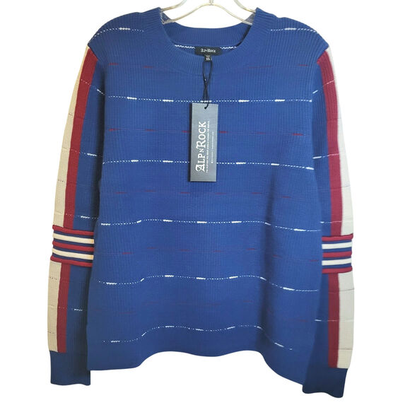 Alp N Rock Margot Sweater Pullover Womens XL Blue Side Stripe Retro Ski $350 NEW - Picture 4 of 16